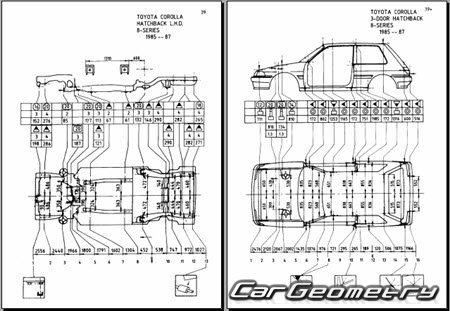 Toyota Corolla (E80) 1984-1987 Body dimensions 