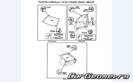 Toyota Corolla (E80) 1984-1987 Body dimensions 
