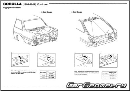 Toyota Corolla (E80) 1984-1987 Body dimensions 