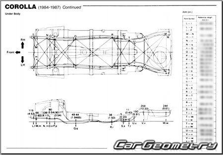 Toyota Corolla (E80) 1984-1987 Body dimensions 