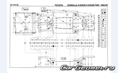 Toyota Corolla (E80) 1984-1987 Body dimensions 
