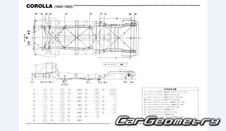 Toyota Corolla (E70) 1980-1983 Body dimensions