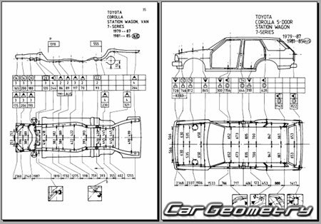 Toyota Corolla (E70) 1980-1983 Body dimensions