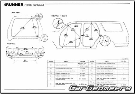 Toyota 4Runner (N120 N130) 1990�1995 Body dimensions