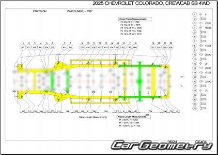 �������� ������� Chevrolet Colorado 2023-2032 Body dimensions