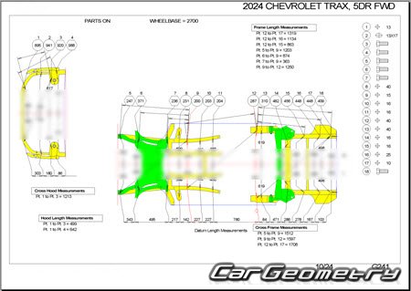 �������� ������� Chevrolet Trax II 2023-2030 Body dimensions