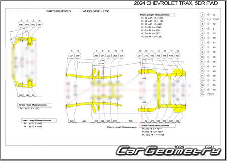 �������� ������� Chevrolet Trax II 2023-2030 Body dimensions