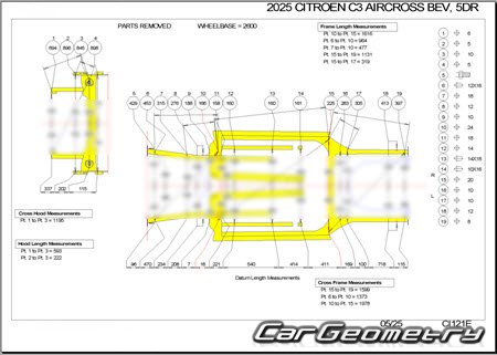 Размеры кузова Citroën ë-C3 Aircross 2024-2029 Body dimensions Размеры кузова Citroën ë-C3 Aircross 2024-2029 Body dimensions
