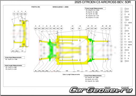 Размеры кузова Citroën ë-C3 Aircross 2024-2029 Body dimensions Размеры кузова Citroën ë-C3 Aircross 2024-2029 Body dimensions