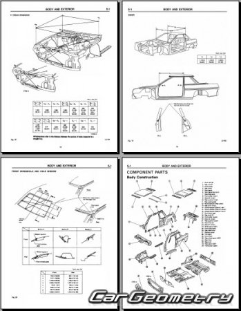 ������� ������ Subaru XT 1985-1990 Body dimensions