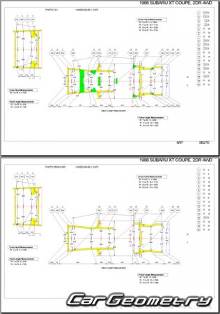 ������� ������ Subaru XT 1985-1990 Body dimensions