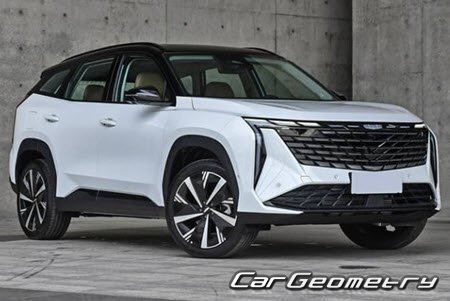 Кузовные размеры Geely Atlas 2022-2025, Размеры кузова Geely Starray Кузовные размеры Geely Atlas 2022-2025, Размеры кузова Geely Starray