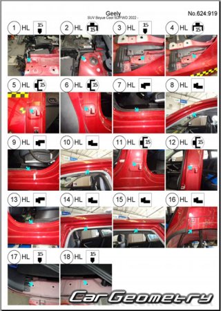 ������� ������ Geely Atlas (FX11) 2022-2025 Body dimensions