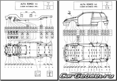 ������� ������ Alfa Romeo 145 1994-2000 Body dimensions