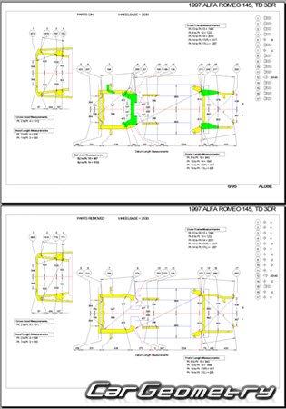 ������� ������ Alfa Romeo 145 1994-2000 Body dimensions
